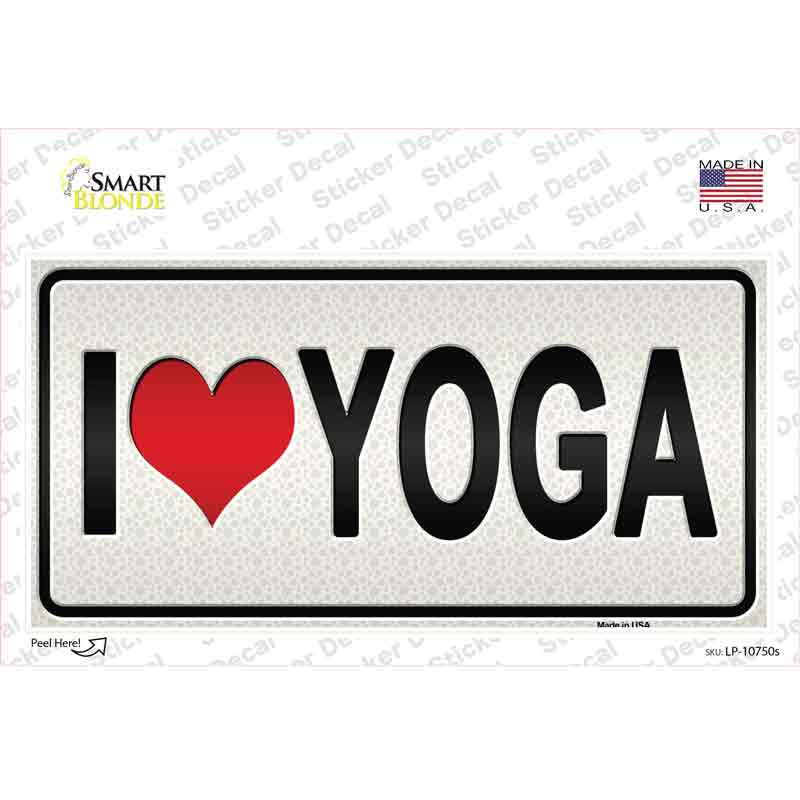 LP-10750s-M I Love Yoga Silver Novelty Sticker Decal - Medium