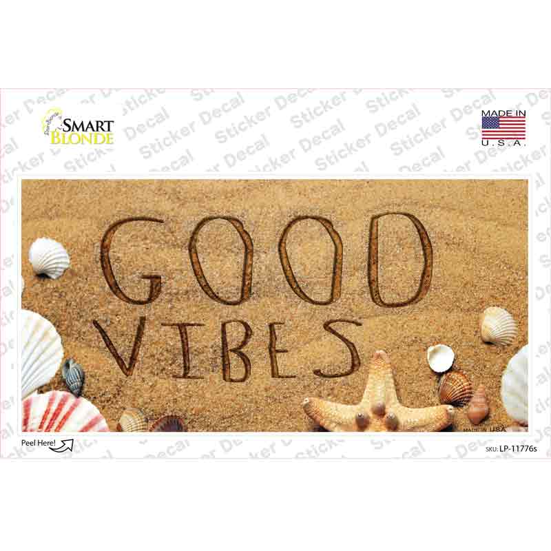 LP-11776s-M Good Vibes in the Sand Novelty Sticker Decal - Medium