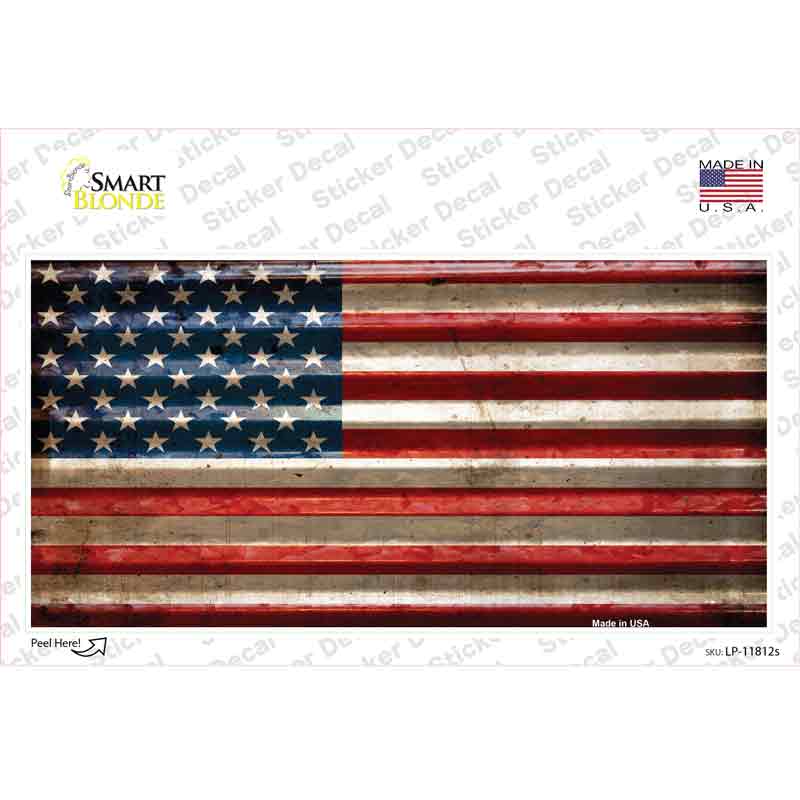 LP-11812s-M American Flag Corrugated Effect Novelty Sticker Decal - Medium