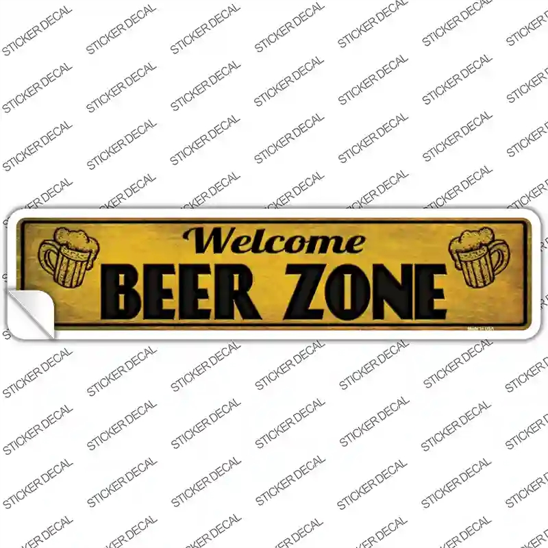 K-877s-L Welcome Beer Zone Novelty Narrow Sticker Decal - Large