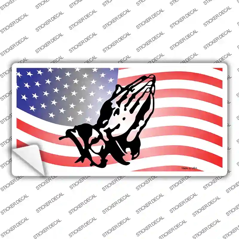 LP-1321s-S American Flag Praying Hands Novelty Sticker Decal - Small