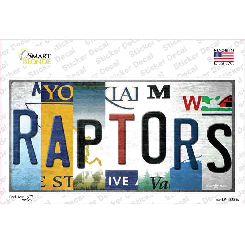 LP-13238s-M Raptors Strip Art Novelty Sticker Decal - Medium