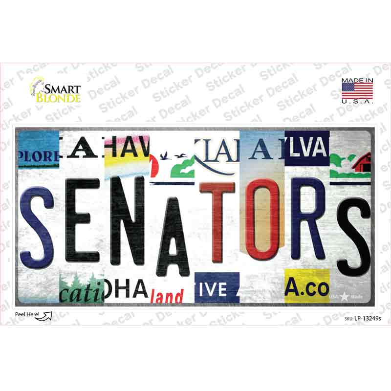 LP-13249s-M Senators Strip Art Novelty Sticker Decal - Medium