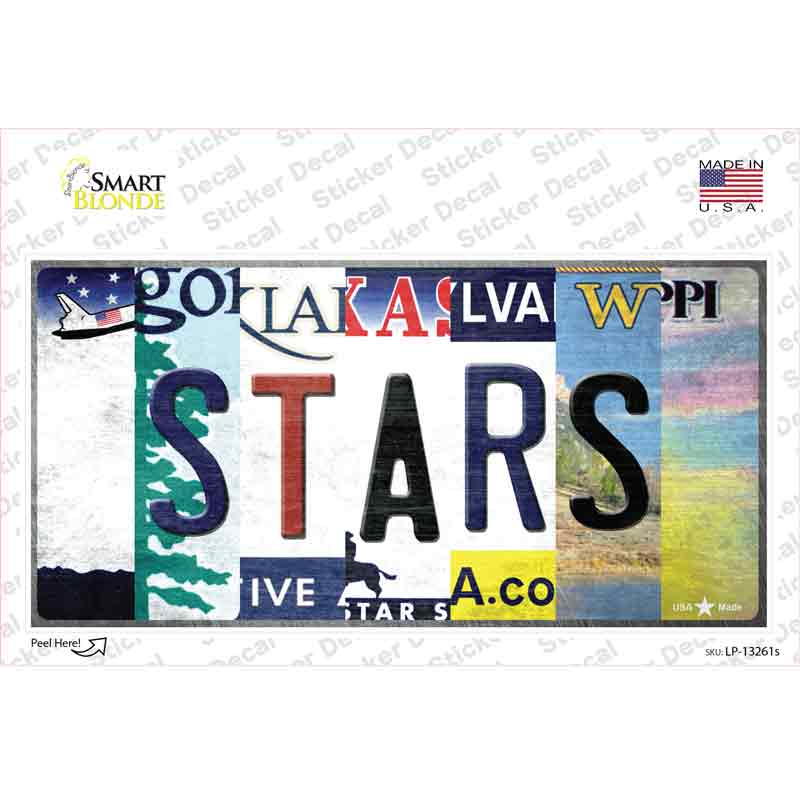LP-13261s-M Stars Strip Art Novelty Sticker Decal - Medium