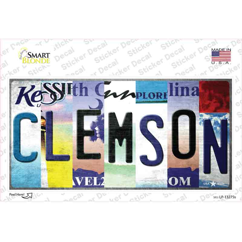 LP-13275s-M Clemson Strip Art Novelty Sticker Decal - Medium