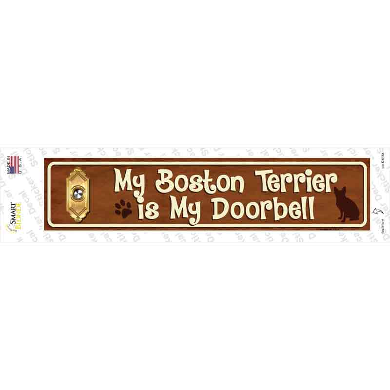 K-616s-M Boston Terrier is Doorbell Novelty Narrow Sticker Decal - Medium