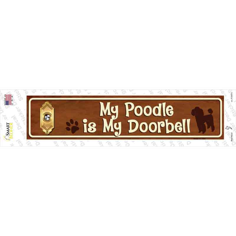 K-641s-M Poodle is Doorbell Novelty Narrow Sticker Decal - Medium
