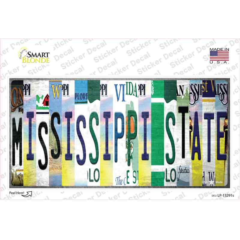 LP-13291s-M Mississippi State Strip Art Novelty Sticker Decal - Medium