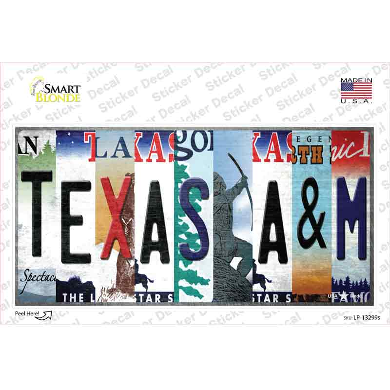 LP-13299s-M Texas A&M Strip Art Novelty Sticker Decal - Medium