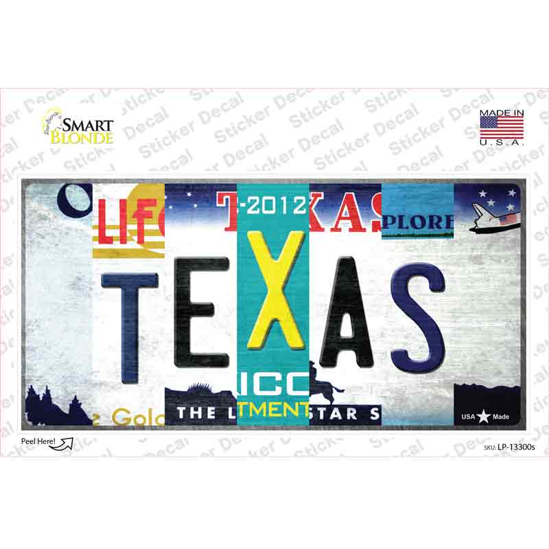 LP-13300s-M Texas Strip Art Novelty Sticker Decal - Medium