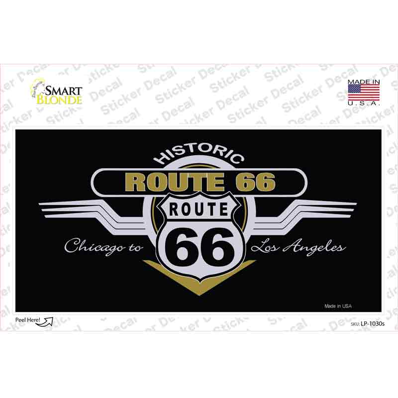 LP-1030s-M Route 66 Shield Wings Novelty Sticker Decal - Medium
