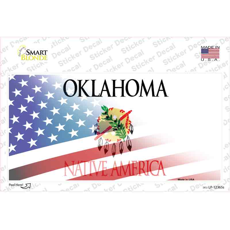 LP-12365s-M Oklahoma with American Flag Novelty Sticker Decal - Medium