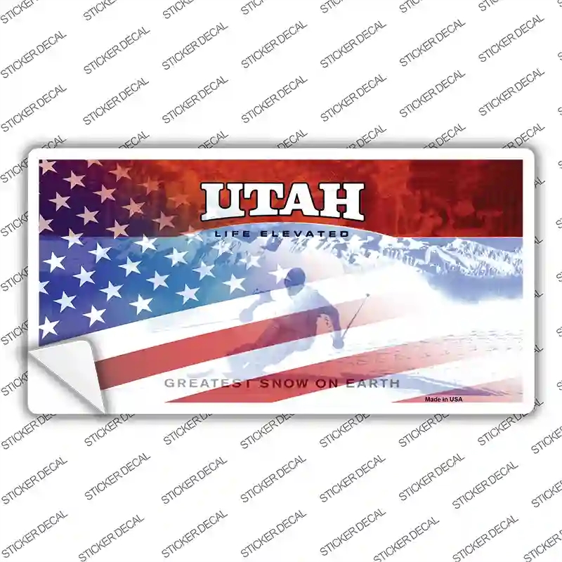 LP-12373s-S Utah with American Flag Novelty Sticker Decal - Small