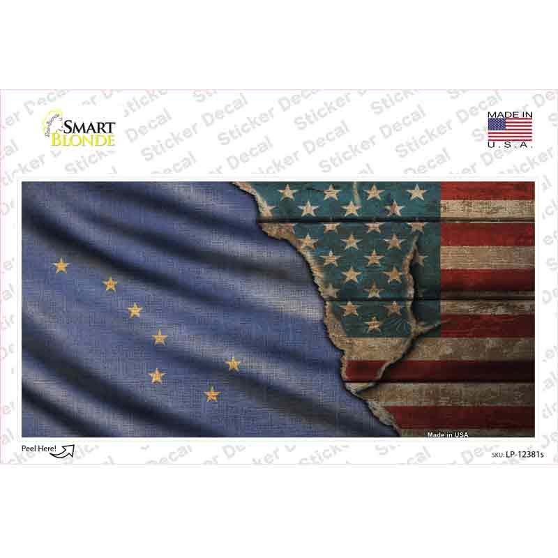LP-12381s-M Alaska & American Flag Novelty Sticker Decal - Medium
