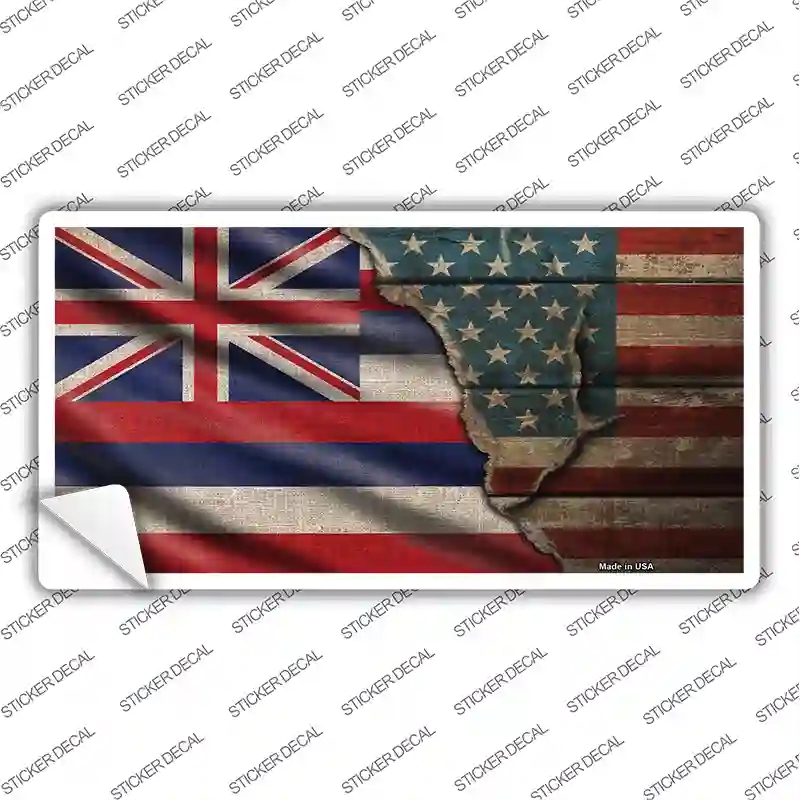 LP-12390s-XL Hawaii & American Flag Novelty Sticker Decal - Extra Large