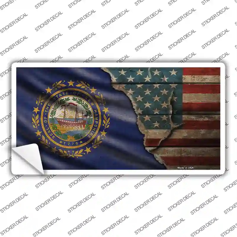 LP-12408s-S   Hampshire & American Flag Novelty Sticker Decal - Small