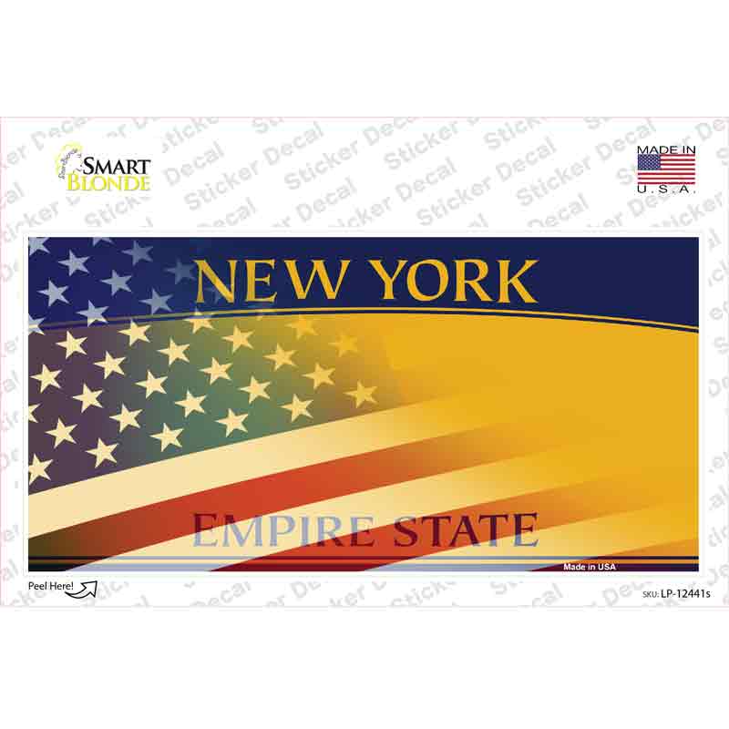 LP-12441s-M   York Half American Flag Novelty Sticker Decal - Medium
