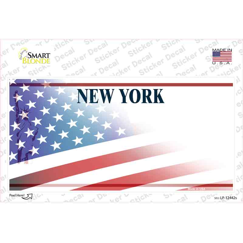 LP-12442s-M   York Liberty American Flag Novelty Sticker Decal - Medium