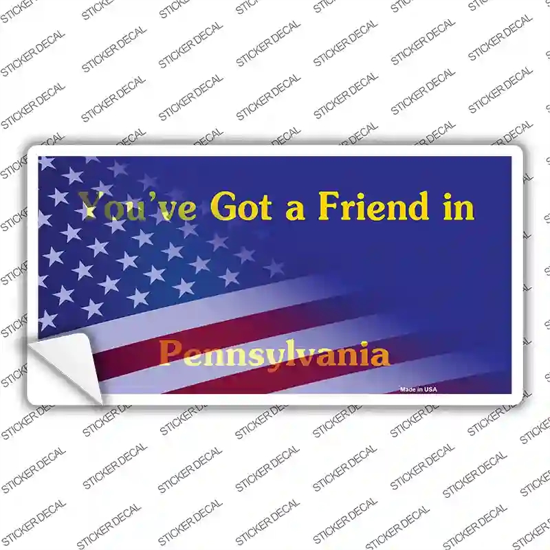 LP-12448s-L Pennsylvania Half American Flag Novelty Sticker Decal - Large