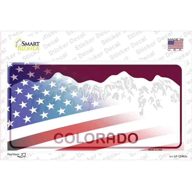 LP-12462s-M Colorado Half American Flag Novelty Sticker Decal - Medium