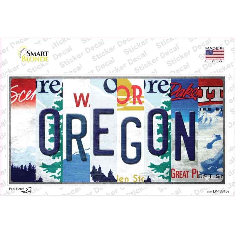 LP-13310s-M Oregon Strip Art Novelty Sticker Decal - Medium