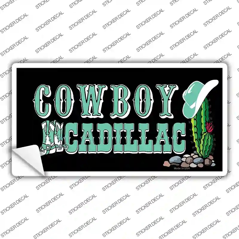 LP-1353s-S Cowboy Cadillac Novelty Sticker Decal - Small