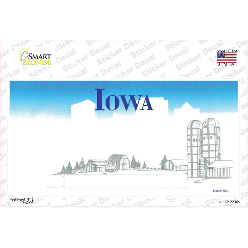 LP-2230s-M Iowa State Blank Novelty Sticker Decal - Medium