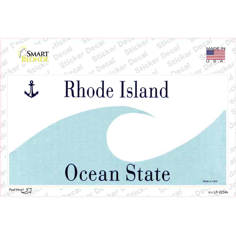 LP-2254s-M Rhode Island State Blank Novelty Sticker Decal - Medium