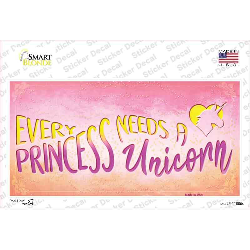 LP-11886s-M Princess & Unicorn Novelty Sticker Decal - Medium