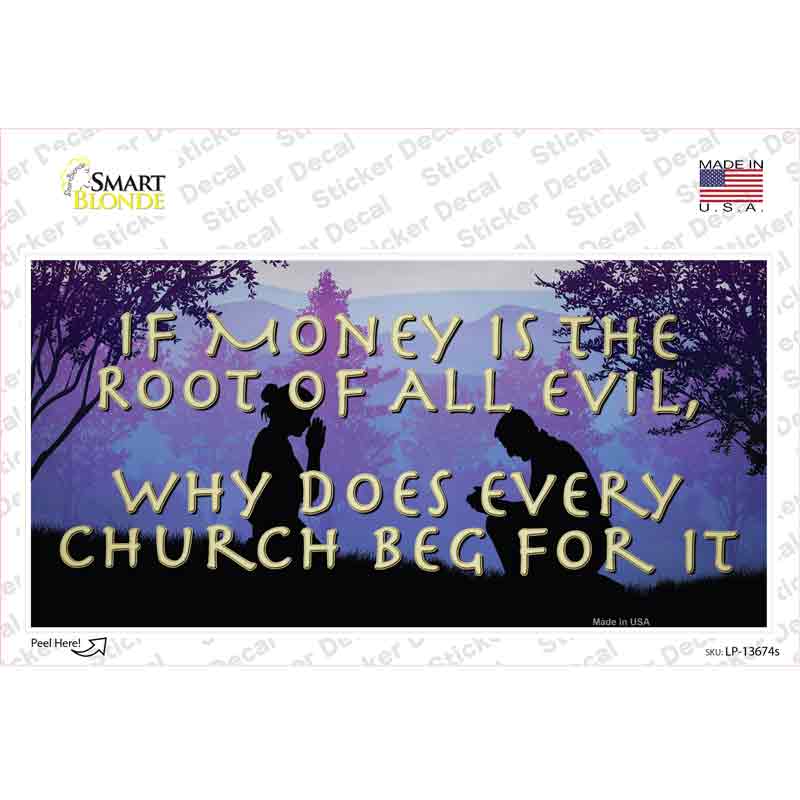 LP-13674s-M Money is Root of All Evil Novelty Sticker Decal - Medium