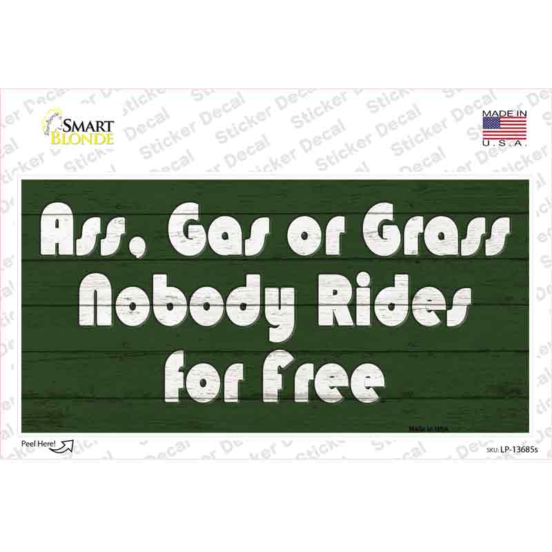LP-13685s-M Ass Gas or Grass Novelty Sticker Decal - Medium
