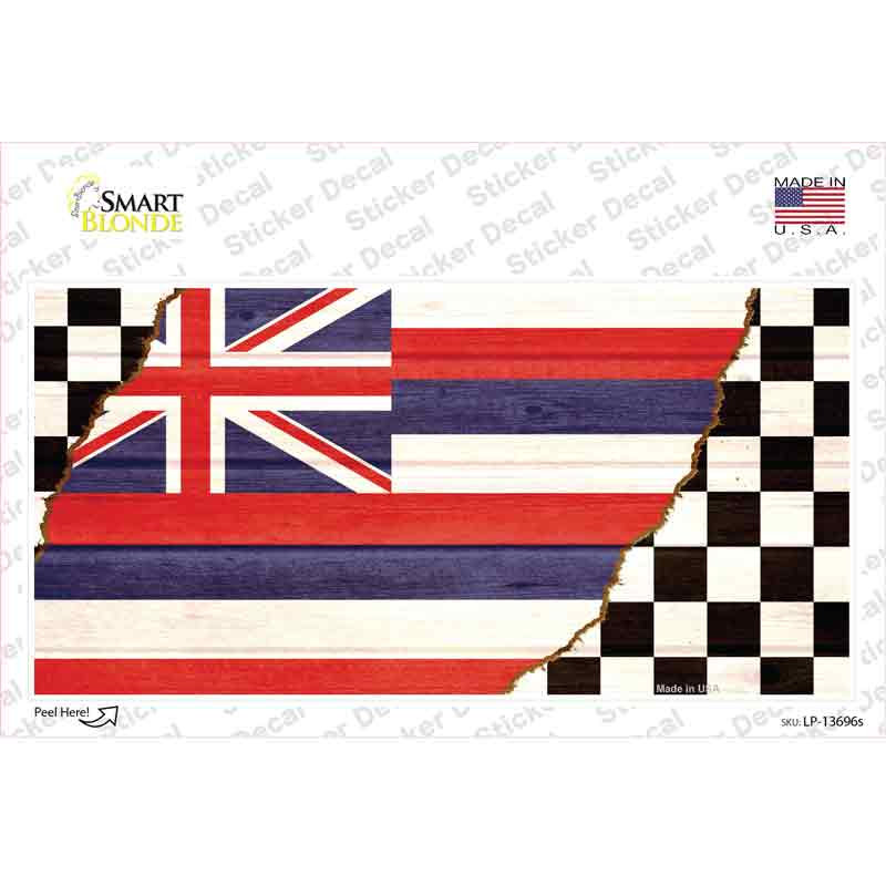 LP-13696s-M Hawaii Racing Flag Novelty Sticker Decal - Medium