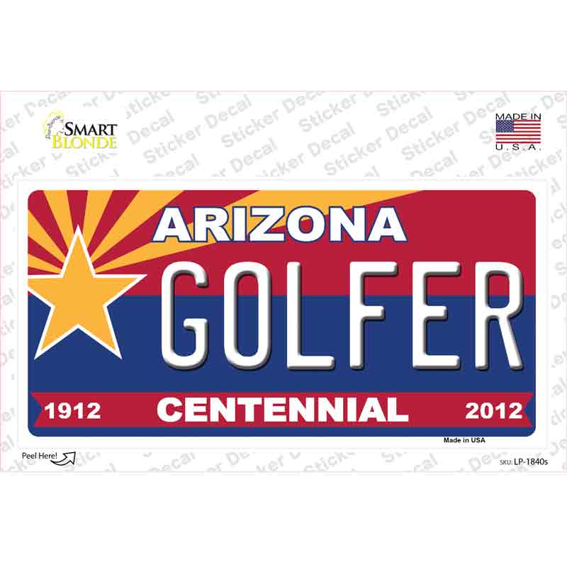 LP-1840s-M Arizona Centennial Golfer Novelty Sticker Decal - Medium