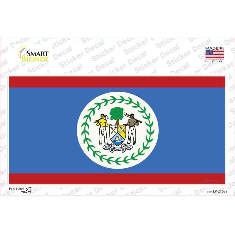 LP-2153s-M Belize Flag Novelty Sticker Decal - Medium