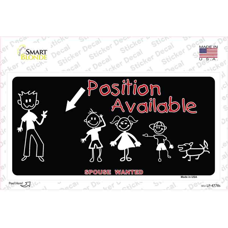 LP-4778s-M Position Available Novelty Sticker Decal - Medium