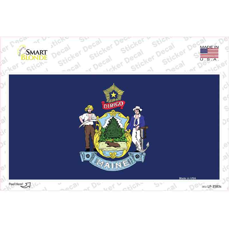 LP-3583s-M Maine State Flag Novelty Sticker Decal - Medium