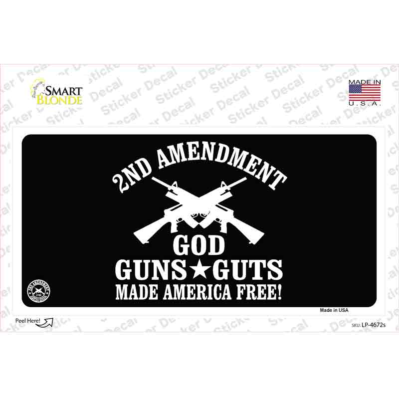LP-4672s-M God, Guns & Guts Novelty Sticker Decal - Medium