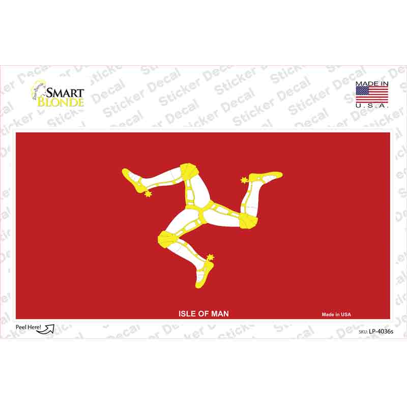 LP-4036s-M Isle of Man Flag Novelty Sticker Decal - Medium