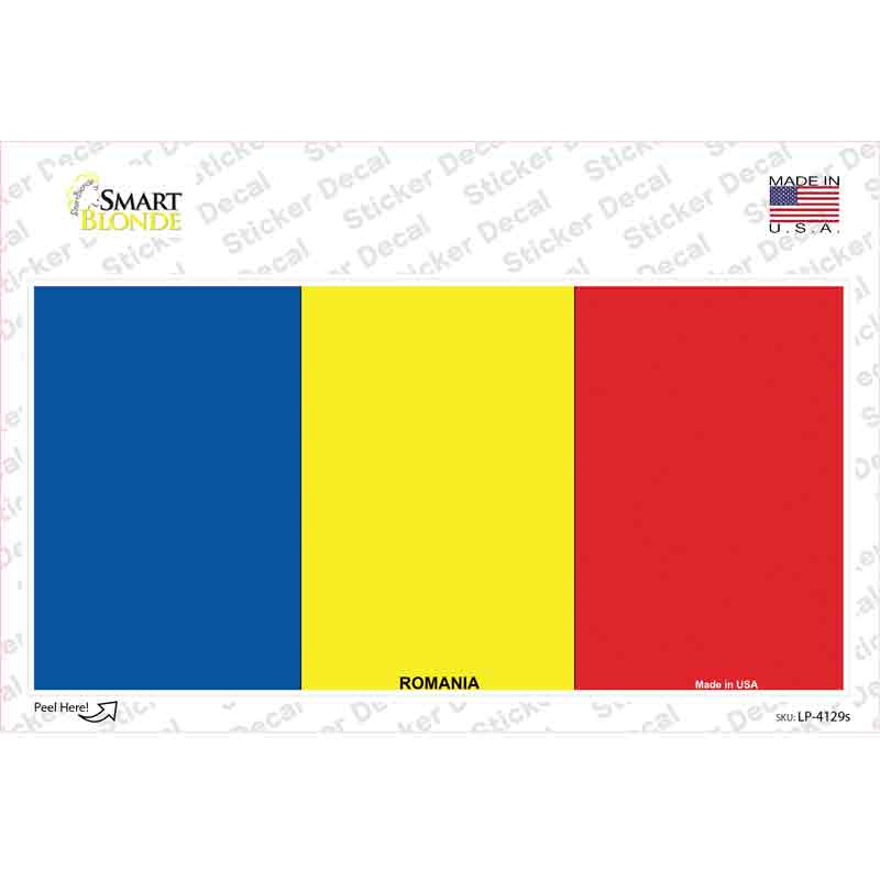 LP-4129s-M Romania Flag Novelty Sticker Decal - Medium