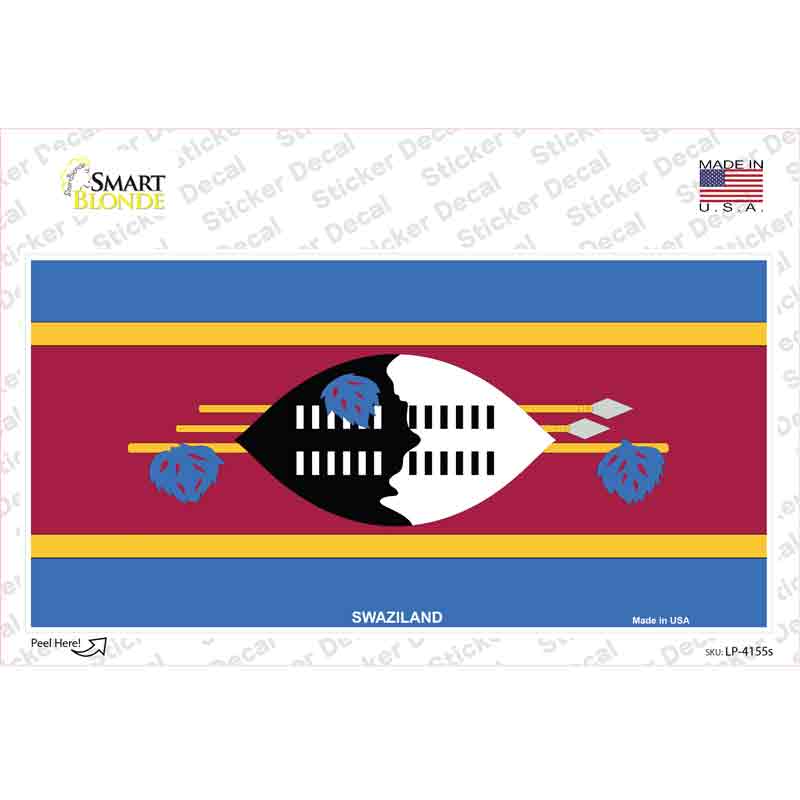 LP-4155s-M Swaziland Flag Novelty Sticker Decal - Medium