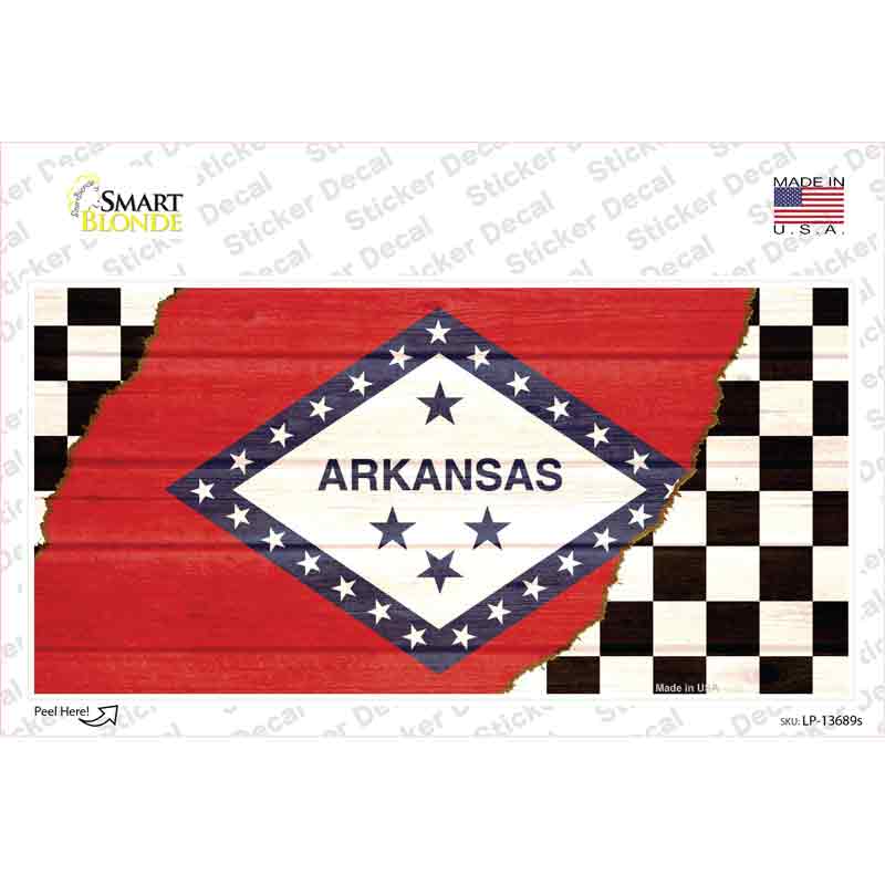 LP-13689s-M Arkansas Racing Flag Novelty Sticker Decal - Medium