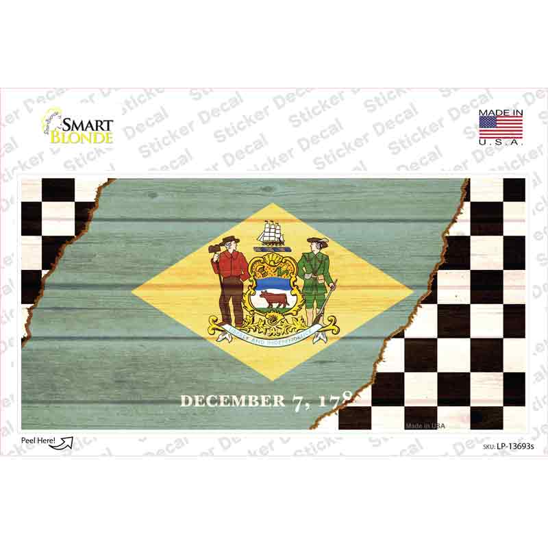 LP-13693s-M Delaware Racing Flag Novelty Sticker Decal - Medium