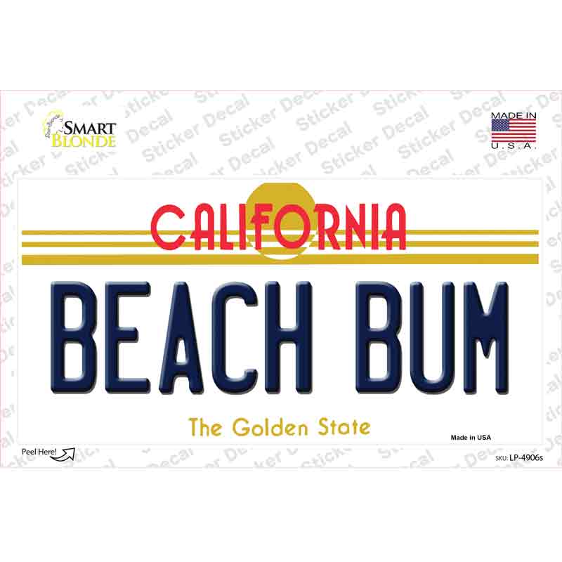 LP-4906s-M Beach Bum California Novelty Sticker Decal - Medium