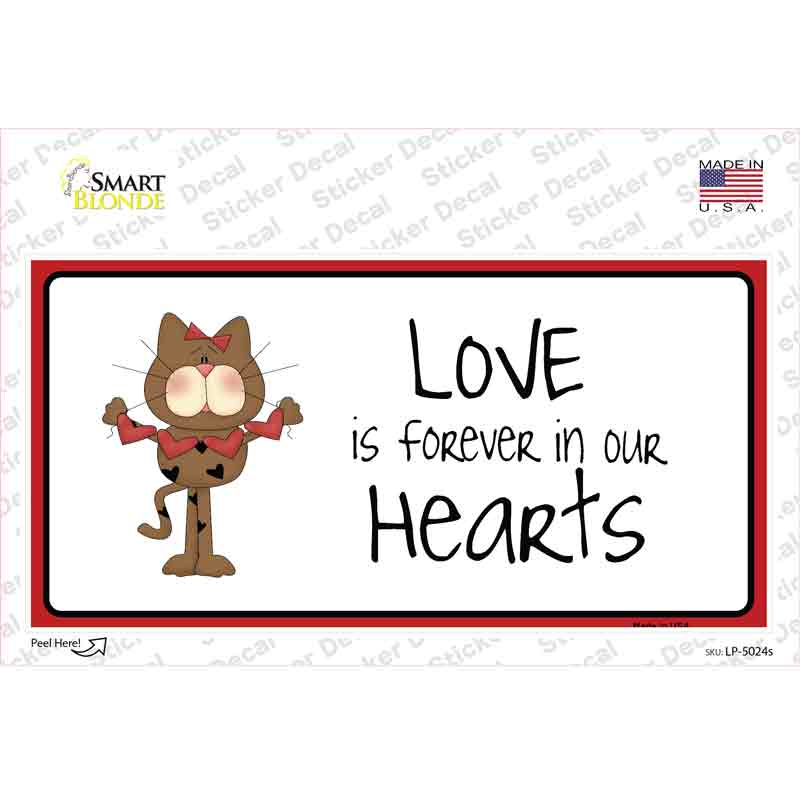 LP-5024s-M Love in Our Hearts Cat Novelty Sticker Decal - Medium