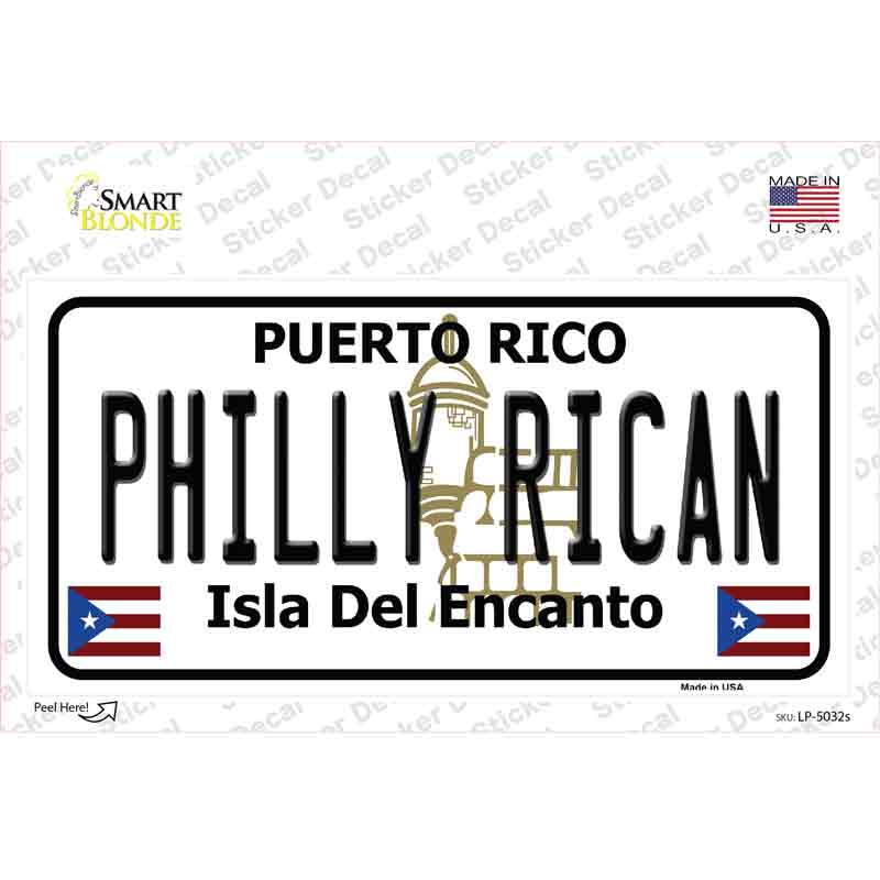LP-5032s-M Philly Rican Puerto Rico Novelty Sticker Decal - Medium
