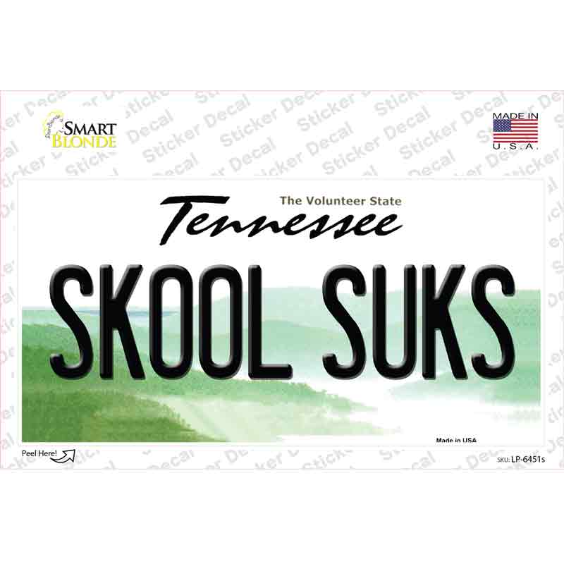 LP-6451s-M Skool Suks Tennessee Novelty Sticker Decal - Medium