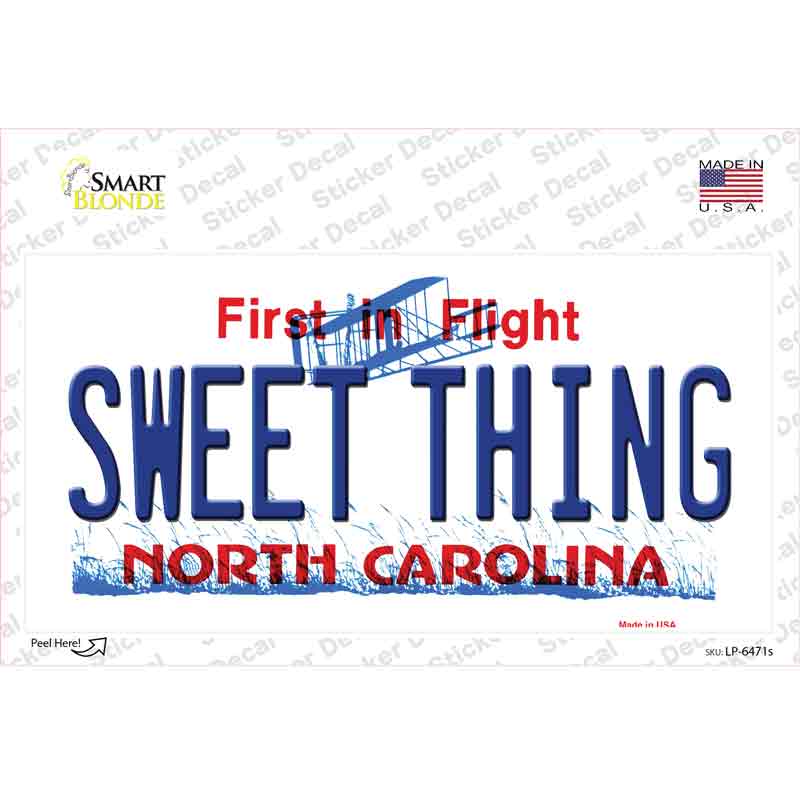 LP-6471s-M Sweet Thing North Carolina Novelty Sticker Decal - Medium