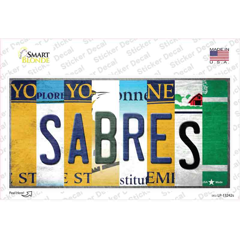 LP-13242s-M Sabres Strip Art Novelty Sticker Decal - Medium