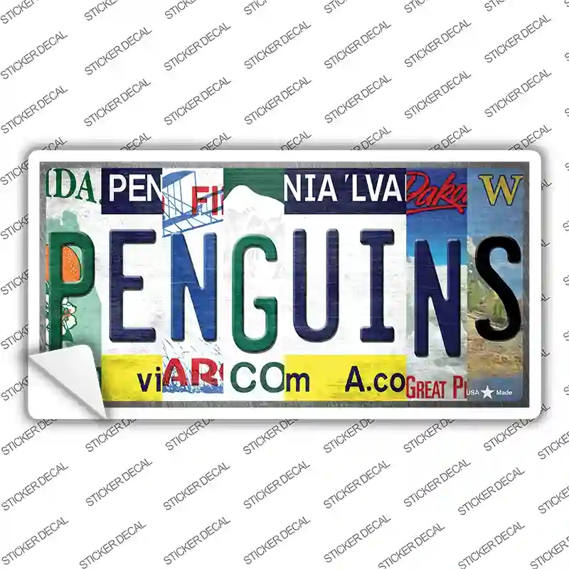 LP-13251s-XL Penguins Strip Art Novelty Sticker Decal - Extra Large