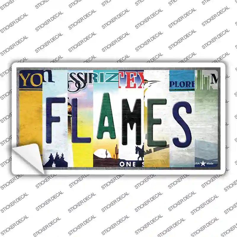 LP-13257s-L Flames Strip Art Novelty Sticker Decal - Large